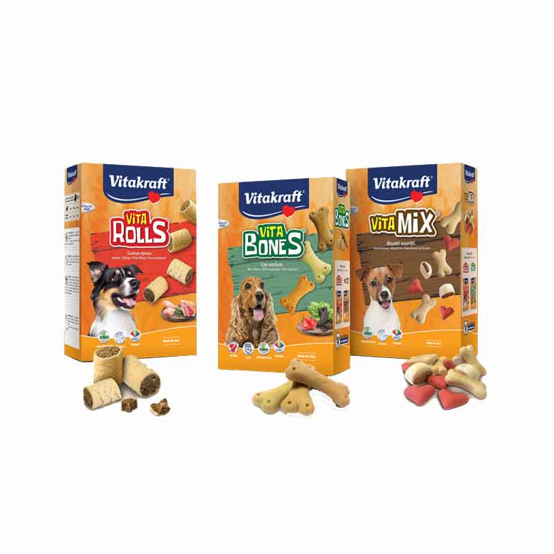 Vitakraft linea biscotti Vita Rolls, Bones e Mix