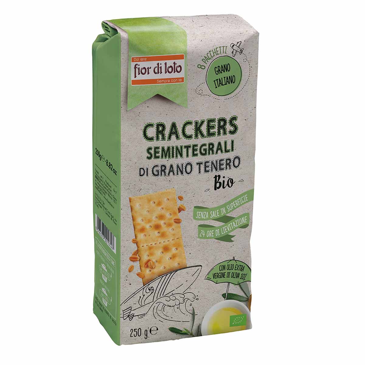 Fior di Loto Crackers semintegrale con olio EVO no granelli di sale in superficie