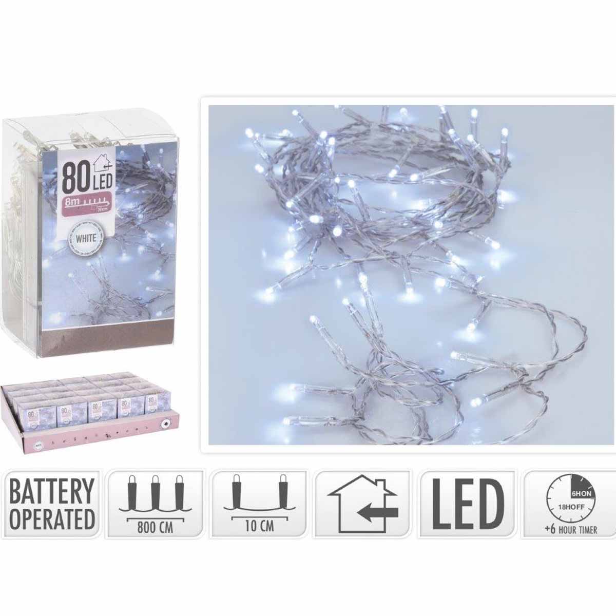 Catena da 80 luci Led a batteria